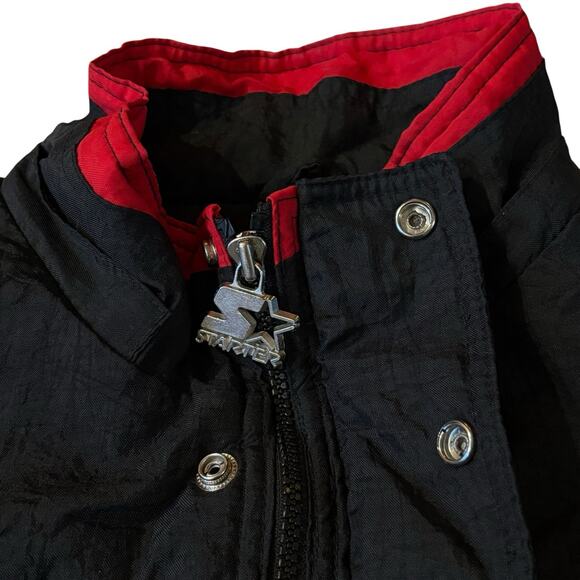 90s Starter Chicago Bulls Official NBA Puffer Quilted Jacket Full Snap & Zip** - Picture 3 of 10